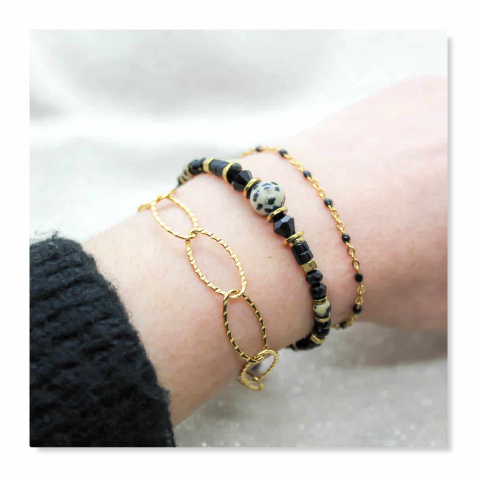 bracelet noir et or