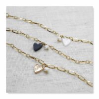 bracelet coeur doré paillettes perle eau douc